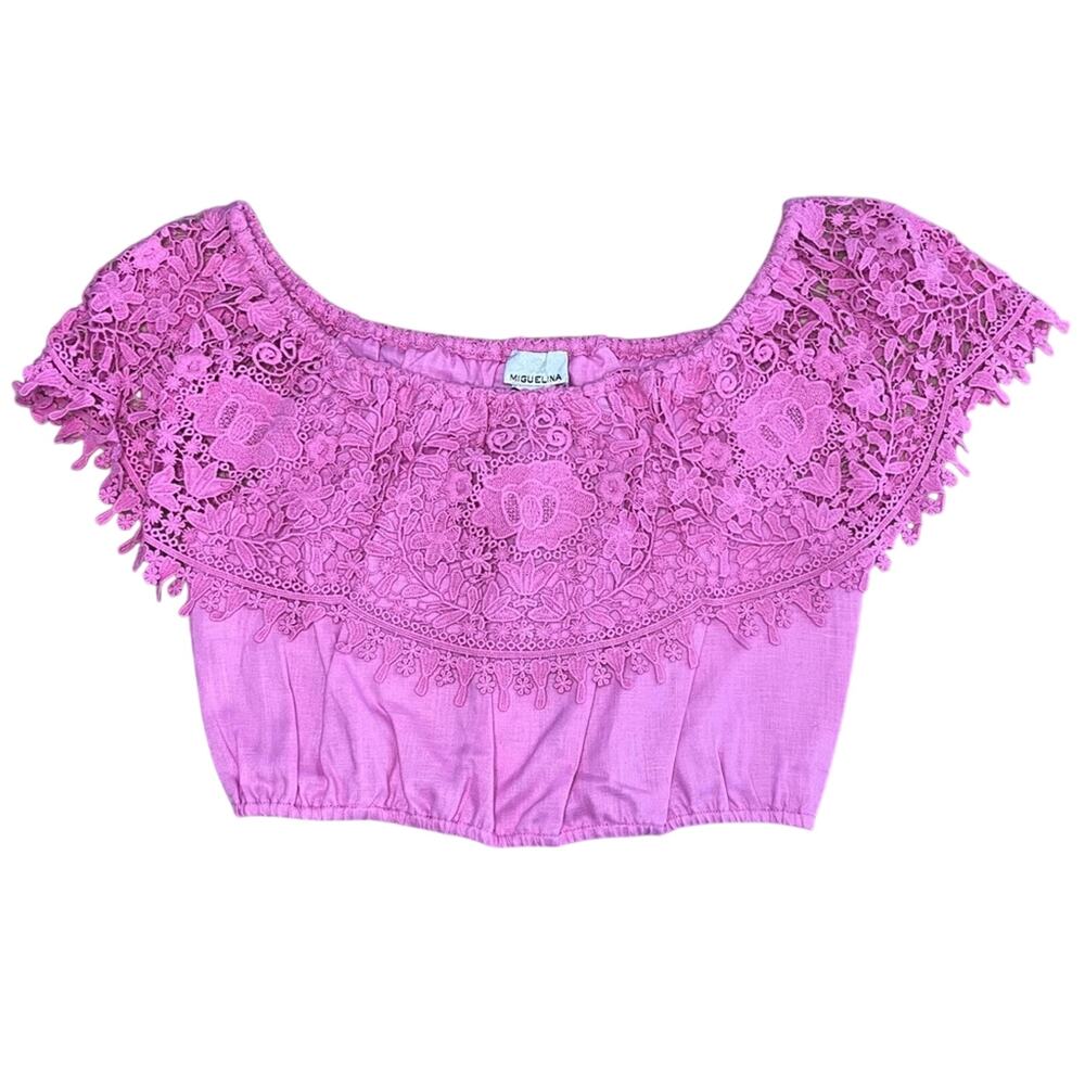 NWT Miguelina Dakota Rosado Linen Lace Crop Top Boho Fairy Festival Size S
